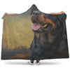 Vintage Rottweiler Portrait Print Hooded Blanket