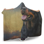 Vintage Rottweiler Portrait Print Hooded Blanket