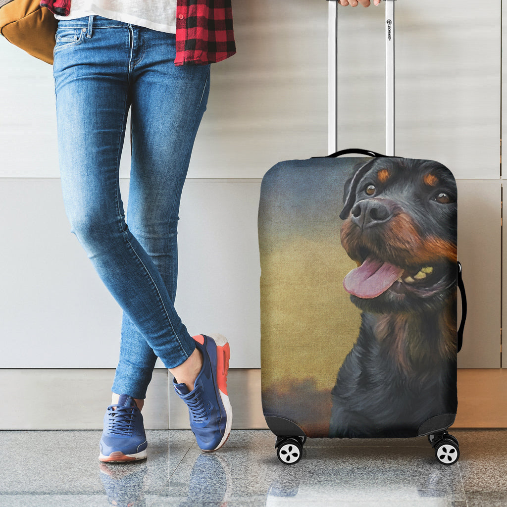 Vintage Rottweiler Portrait Print Luggage Cover
