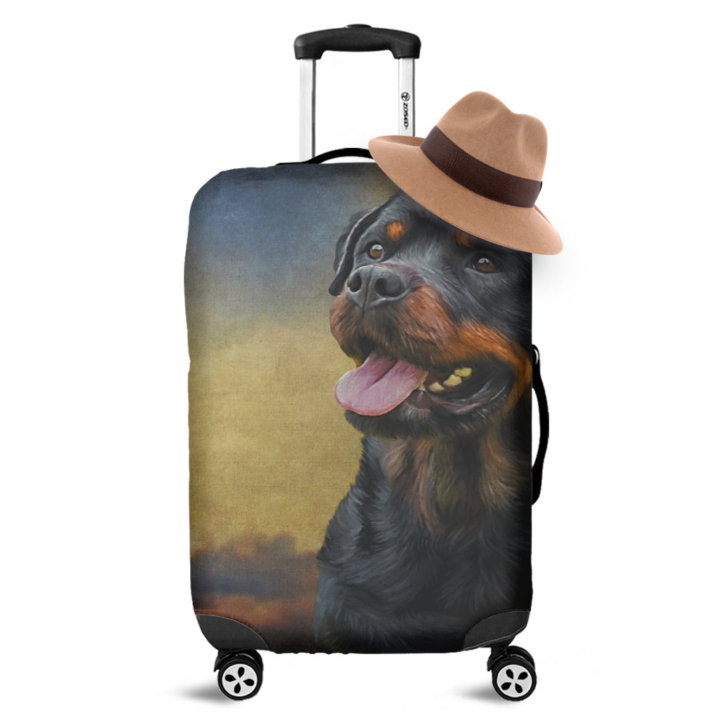 Vintage Rottweiler Portrait Print Luggage Cover