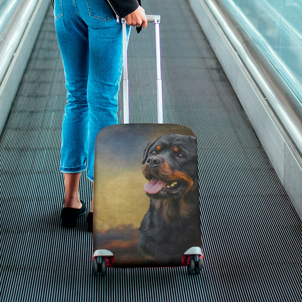 Vintage Rottweiler Portrait Print Luggage Cover
