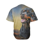 Vintage Rottweiler Portrait Print Men's Baseball Jersey