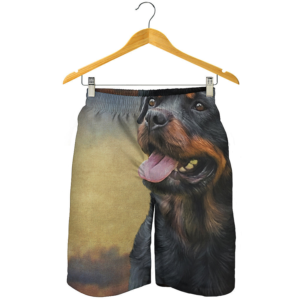 Vintage Rottweiler Portrait Print Men's Shorts