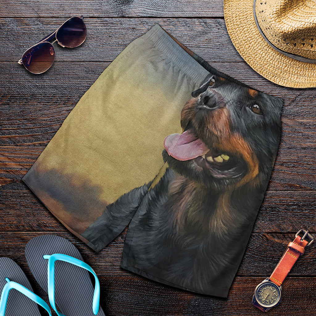 Vintage Rottweiler Portrait Print Men's Shorts