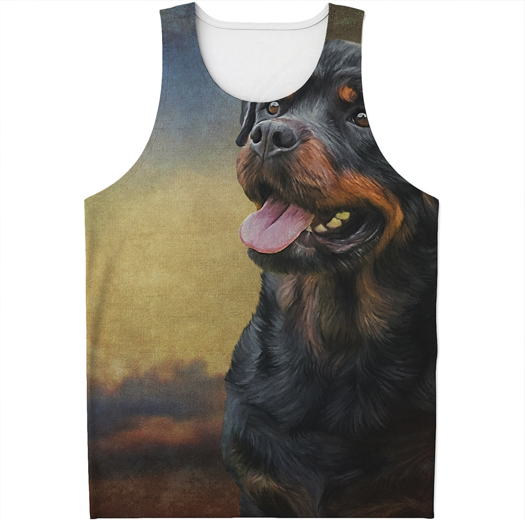 Vintage Rottweiler Portrait Print Men's Tank Top