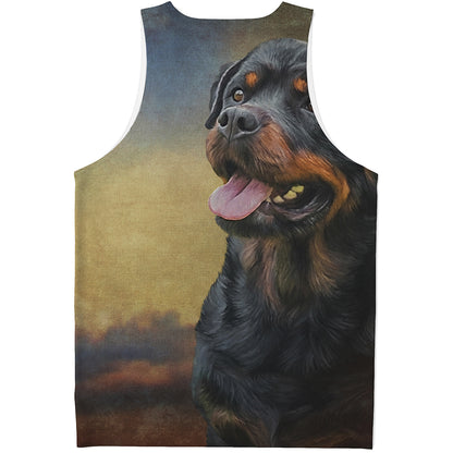 Vintage Rottweiler Portrait Print Men's Tank Top