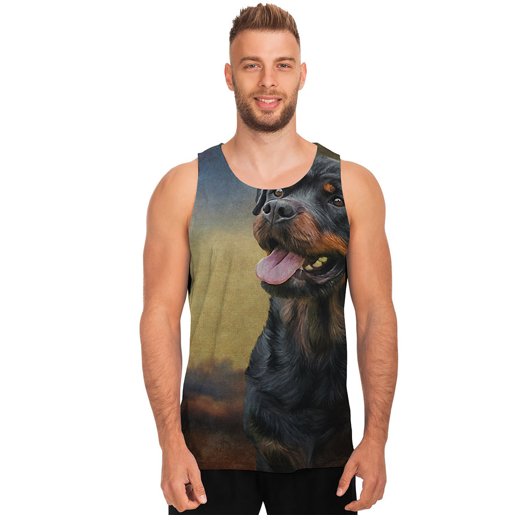 Vintage Rottweiler Portrait Print Men's Tank Top