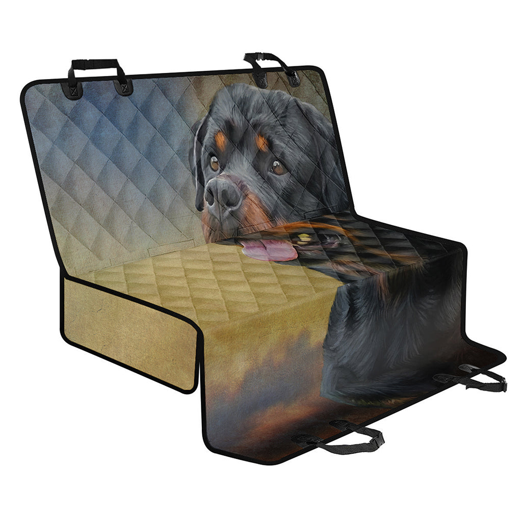 Vintage Rottweiler Portrait Print Pet Car Back Seat Cover