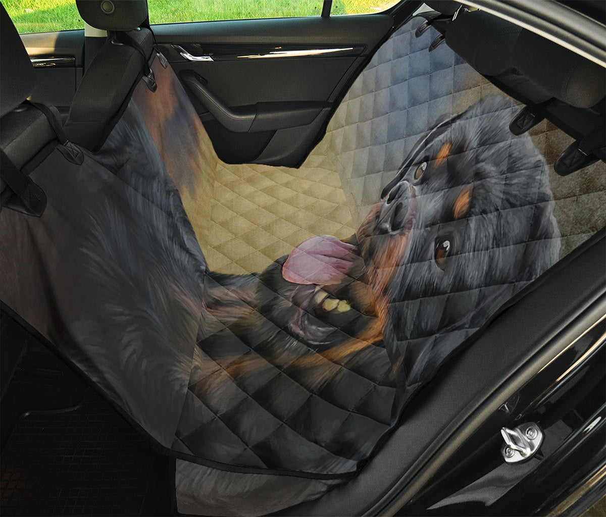 Vintage Rottweiler Portrait Print Pet Car Back Seat Cover