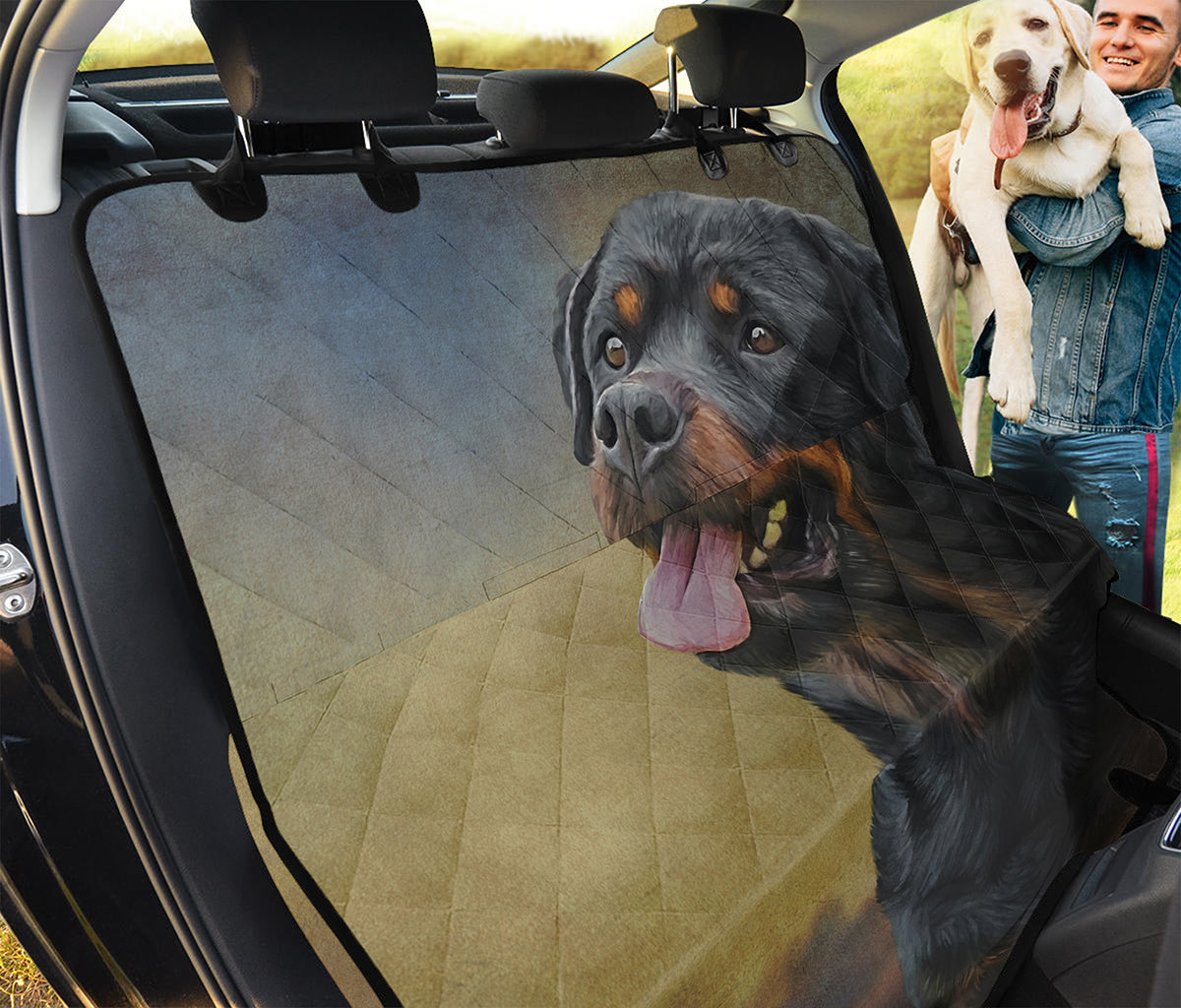 Vintage Rottweiler Portrait Print Pet Car Back Seat Cover