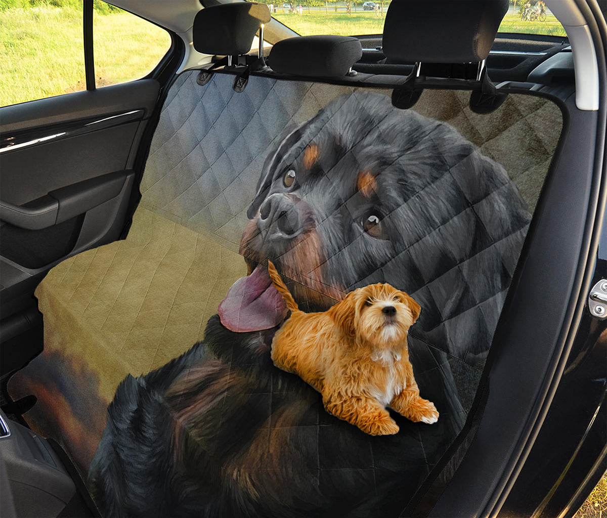 Vintage Rottweiler Portrait Print Pet Car Back Seat Cover