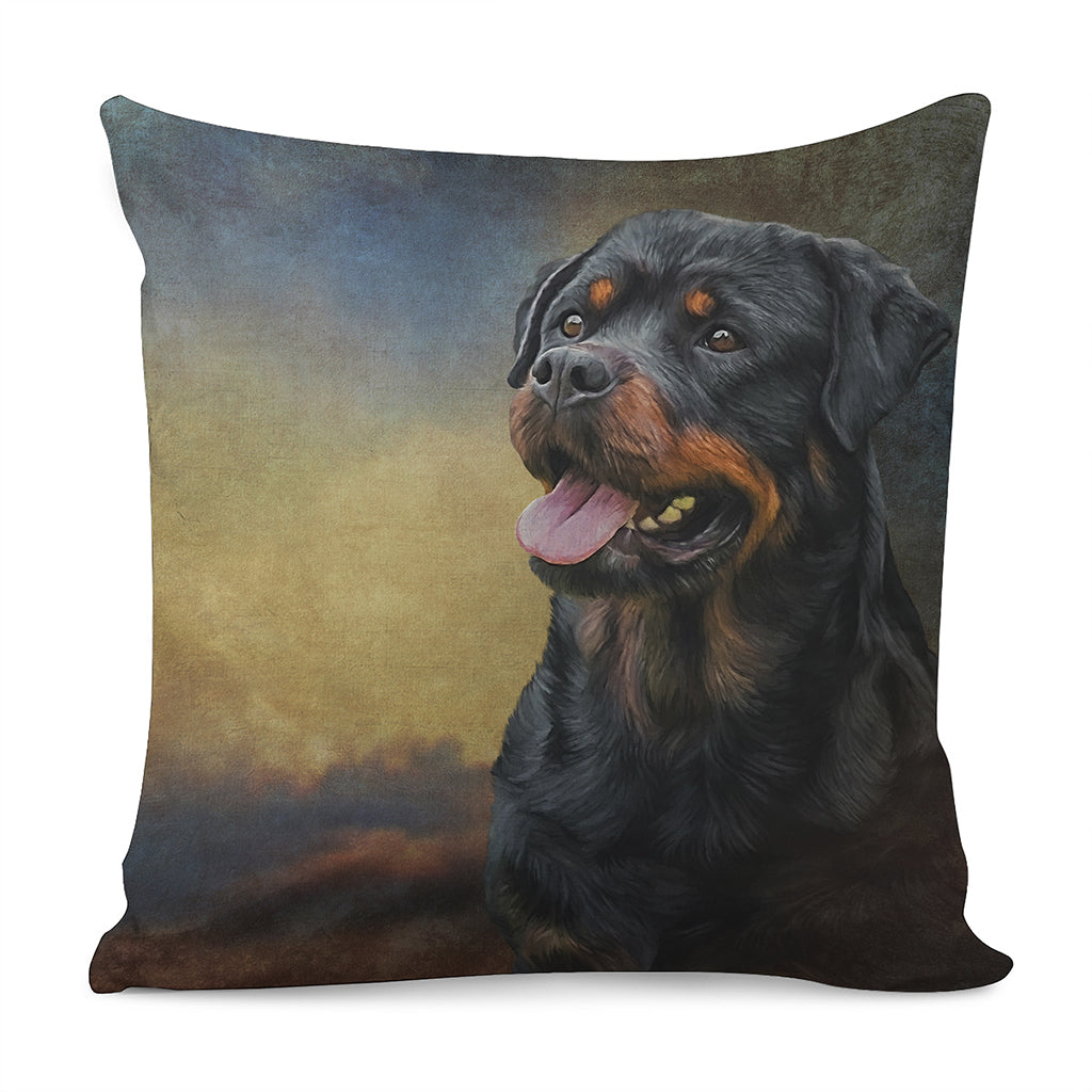 Vintage Rottweiler Portrait Print Pillow Cover