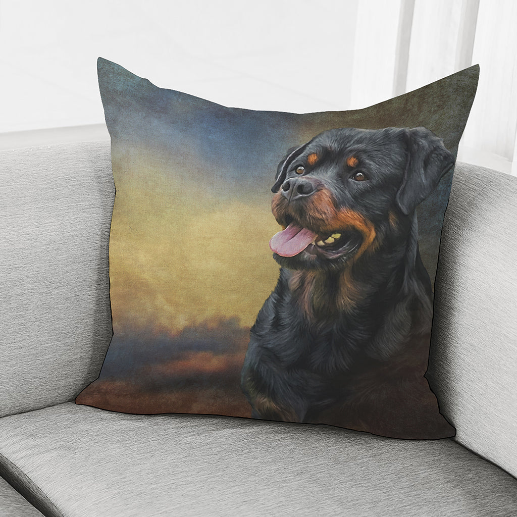 Vintage Rottweiler Portrait Print Pillow Cover