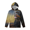 Vintage Rottweiler Portrait Print Pullover Hoodie