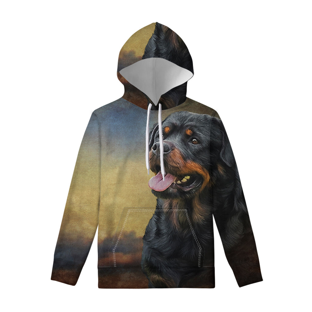 Vintage Rottweiler Portrait Print Pullover Hoodie