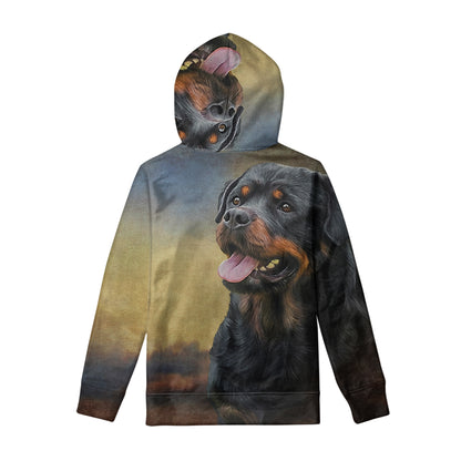 Vintage Rottweiler Portrait Print Pullover Hoodie