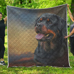 Vintage Rottweiler Portrait Print Quilt