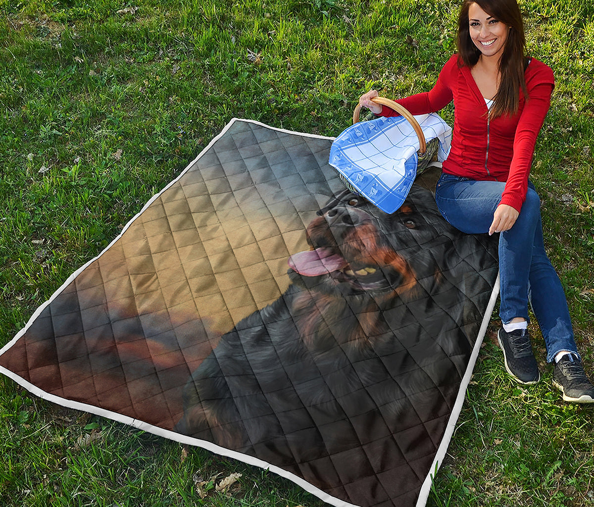 Vintage Rottweiler Portrait Print Quilt