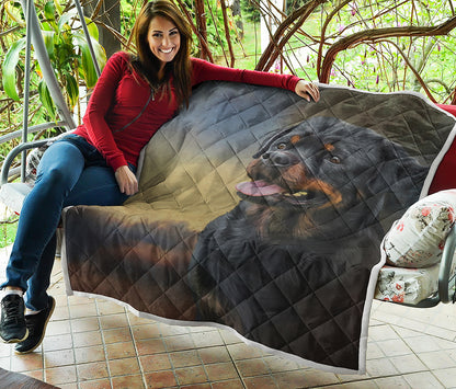 Vintage Rottweiler Portrait Print Quilt
