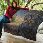 Vintage Rottweiler Portrait Print Quilt