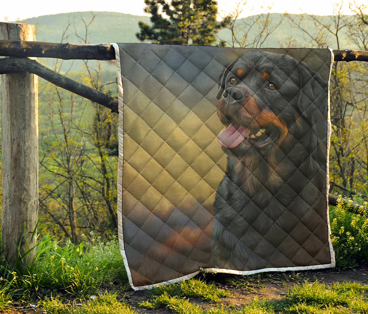 Vintage Rottweiler Portrait Print Quilt