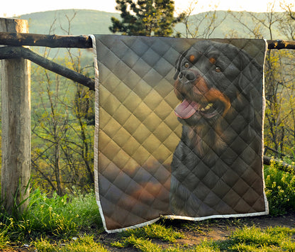 Vintage Rottweiler Portrait Print Quilt
