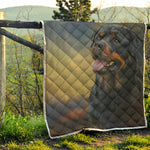 Vintage Rottweiler Portrait Print Quilt