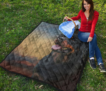 Vintage Rottweiler Portrait Print Quilt