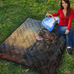 Vintage Rottweiler Portrait Print Quilt