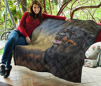 Vintage Rottweiler Portrait Print Quilt