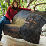 Vintage Rottweiler Portrait Print Quilt