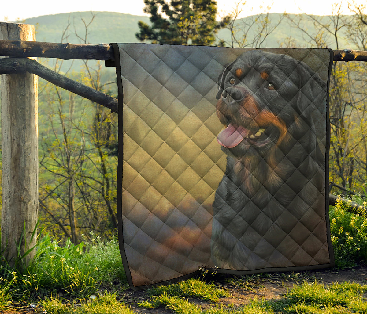 Vintage Rottweiler Portrait Print Quilt