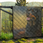 Vintage Rottweiler Portrait Print Quilt