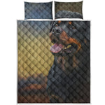 Vintage Rottweiler Portrait Print Quilt Bed Set