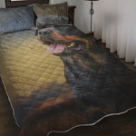 Vintage Rottweiler Portrait Print Quilt Bed Set