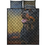 Vintage Rottweiler Portrait Print Quilt Bed Set