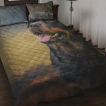 Vintage Rottweiler Portrait Print Quilt Bed Set