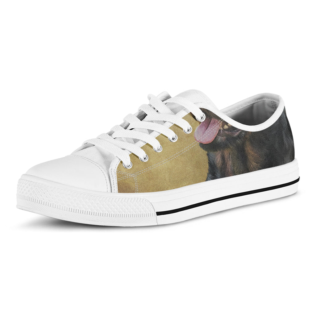 Vintage Rottweiler Portrait Print White Low Top Shoes