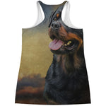 Vintage Rottweiler Portrait Print Women's Racerback Tank Top