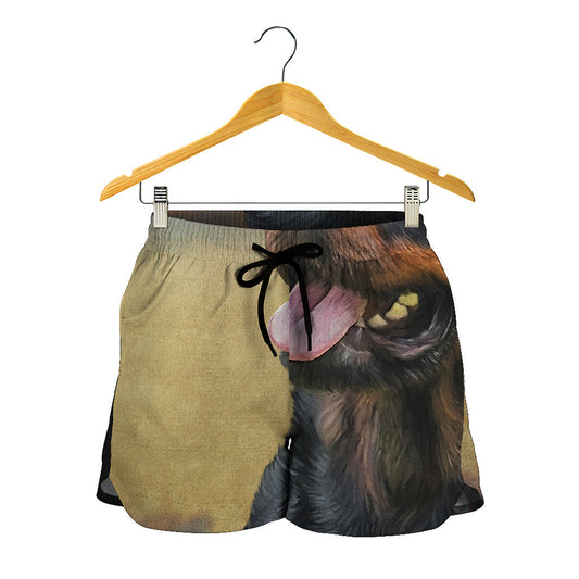 Vintage Rottweiler Portrait Print Women's Shorts
