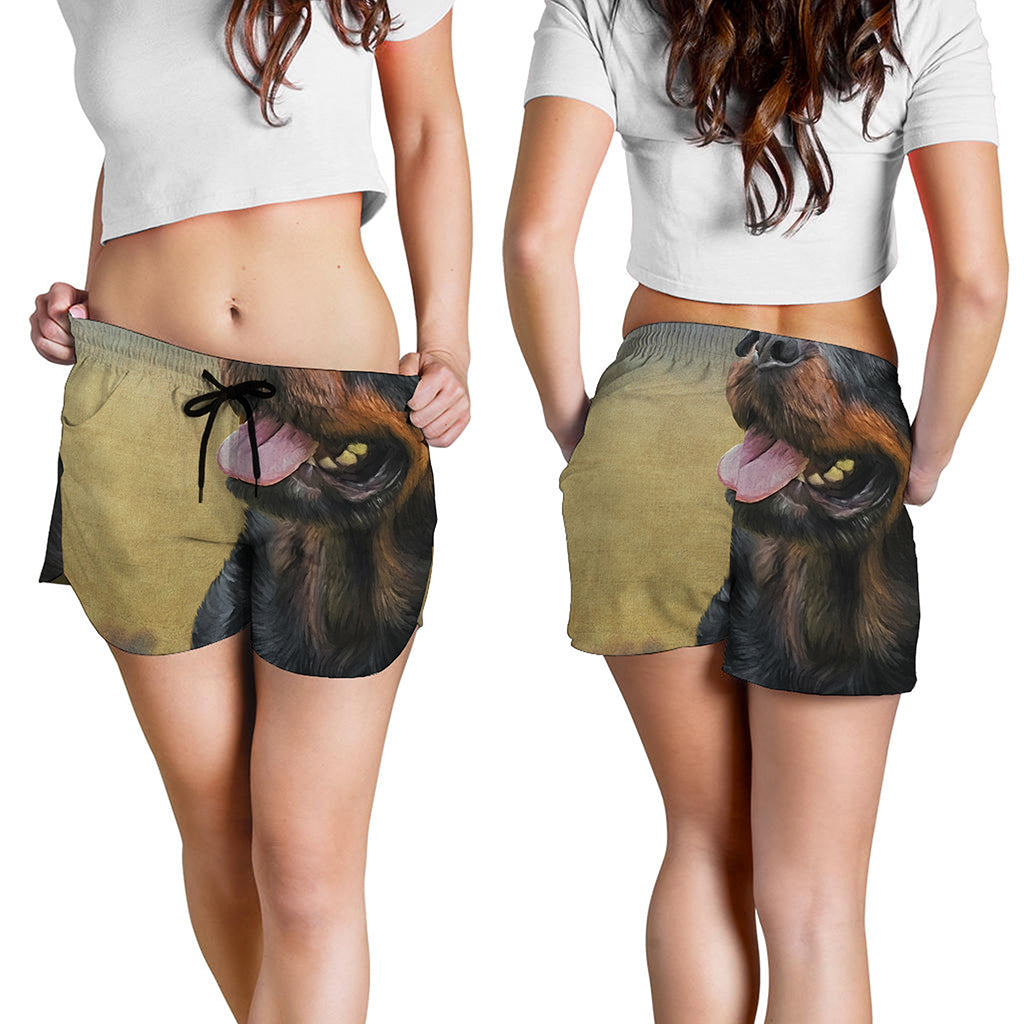 Vintage Rottweiler Portrait Print Women's Shorts