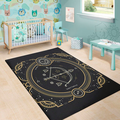 Vintage Sagittarius Zodiac Sign Print Area Rug