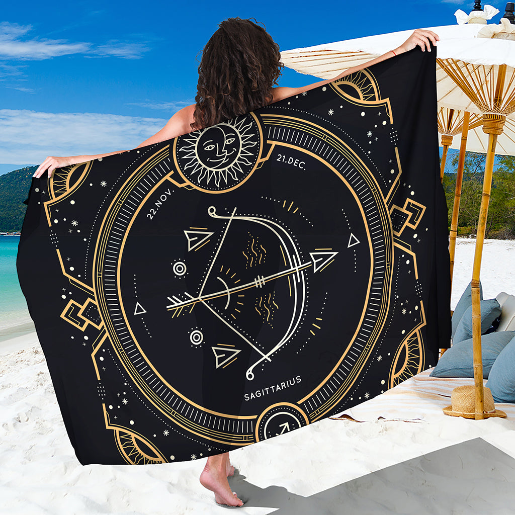 Vintage Sagittarius Zodiac Sign Print Beach Sarong Wrap