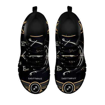 Vintage Sagittarius Zodiac Sign Print Black Sneakers