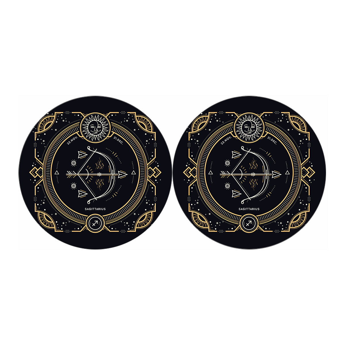Vintage Sagittarius Zodiac Sign Print Car Coasters