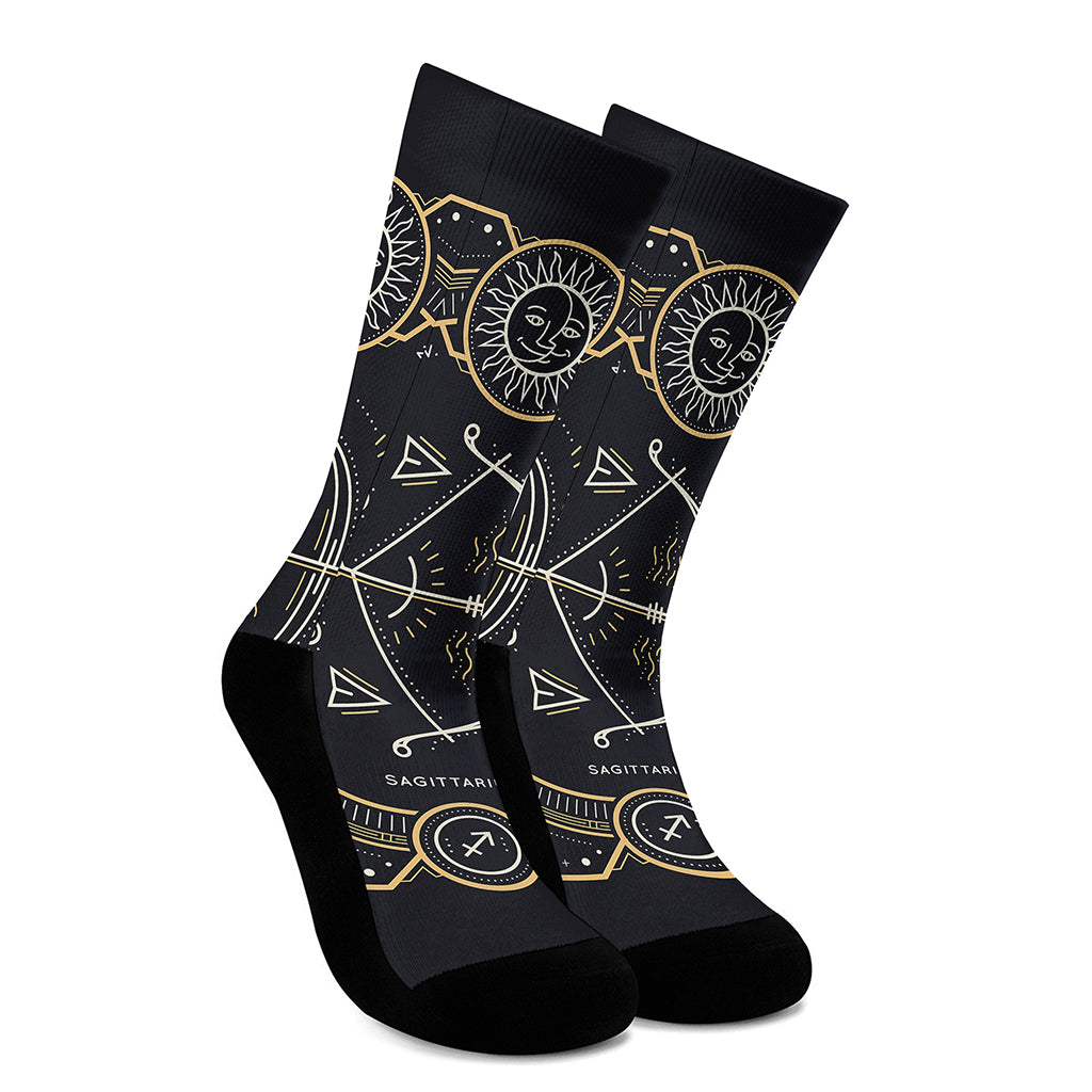 Vintage Sagittarius Zodiac Sign Print Crew Socks