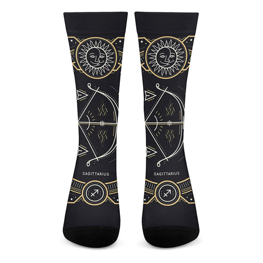 Vintage Sagittarius Zodiac Sign Print Crew Socks