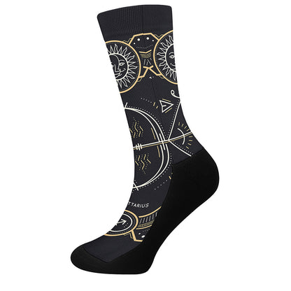 Vintage Sagittarius Zodiac Sign Print Crew Socks