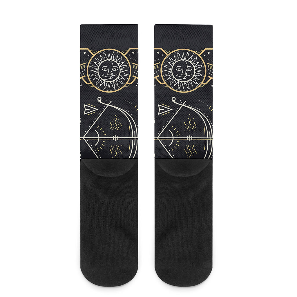 Vintage Sagittarius Zodiac Sign Print Crew Socks