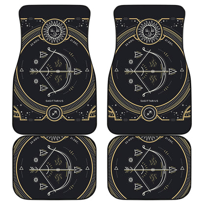 Vintage Sagittarius Zodiac Sign Print Front and Back Car Floor Mats